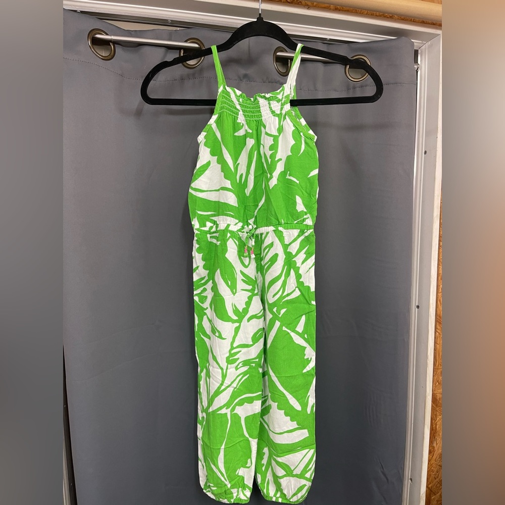 Lilly Pulitzer for Target Jumpsuit Girls 4T Green White Floral Boom Boom